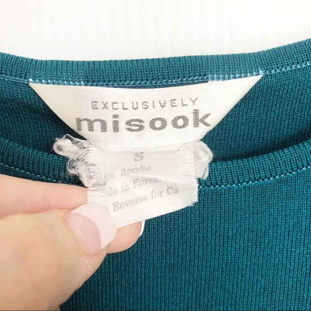 Misook Basic Casual Knit Top Turquoise - Picture 4 of 6